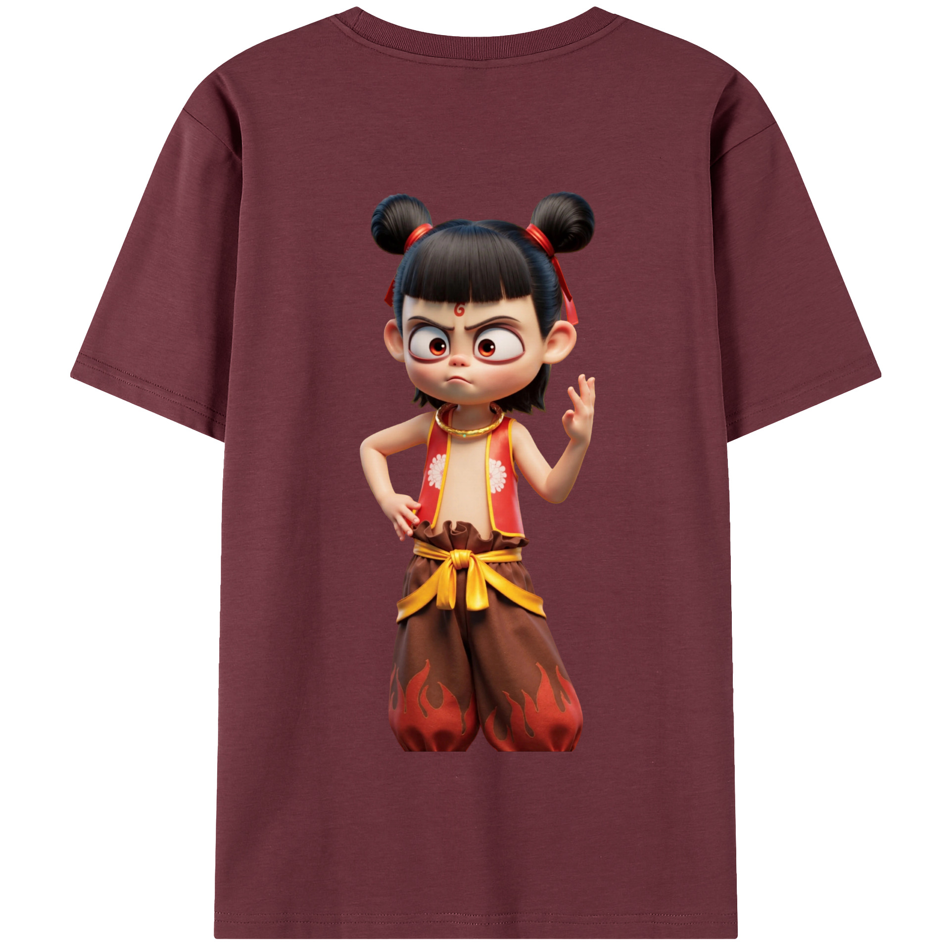 （画像用） Ne Zha 2 ナタ 魔童の大暴れ 綿100％半袖Tシャツ（背面プリント）
